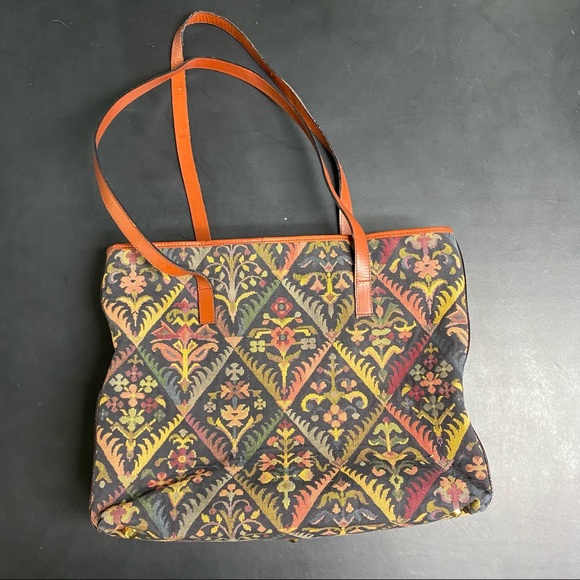 Smithsonian institute needlepoint tapestry carpet bag - Picture 3 of 12